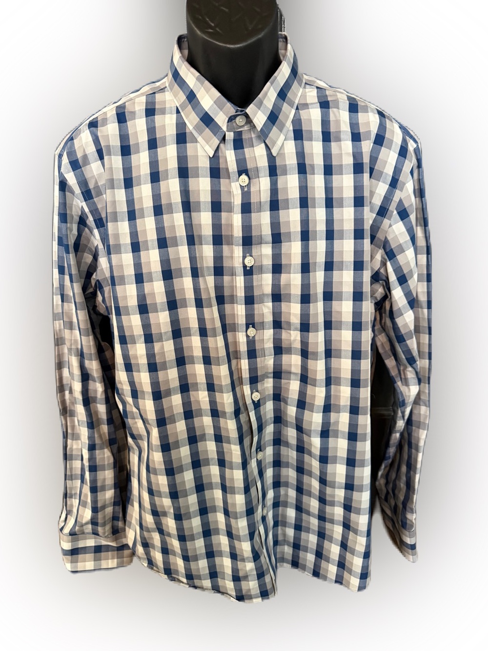 UNTUCKit Men’s Long Sleeve Button Down Blue and Gray Plaid Shirt. Size XL